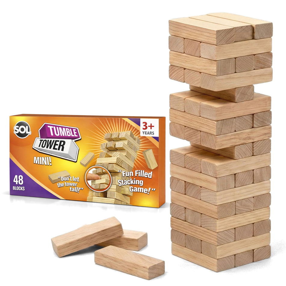 SOL Mini Tumble Tower Wooden Stacking Game 48 Blocks